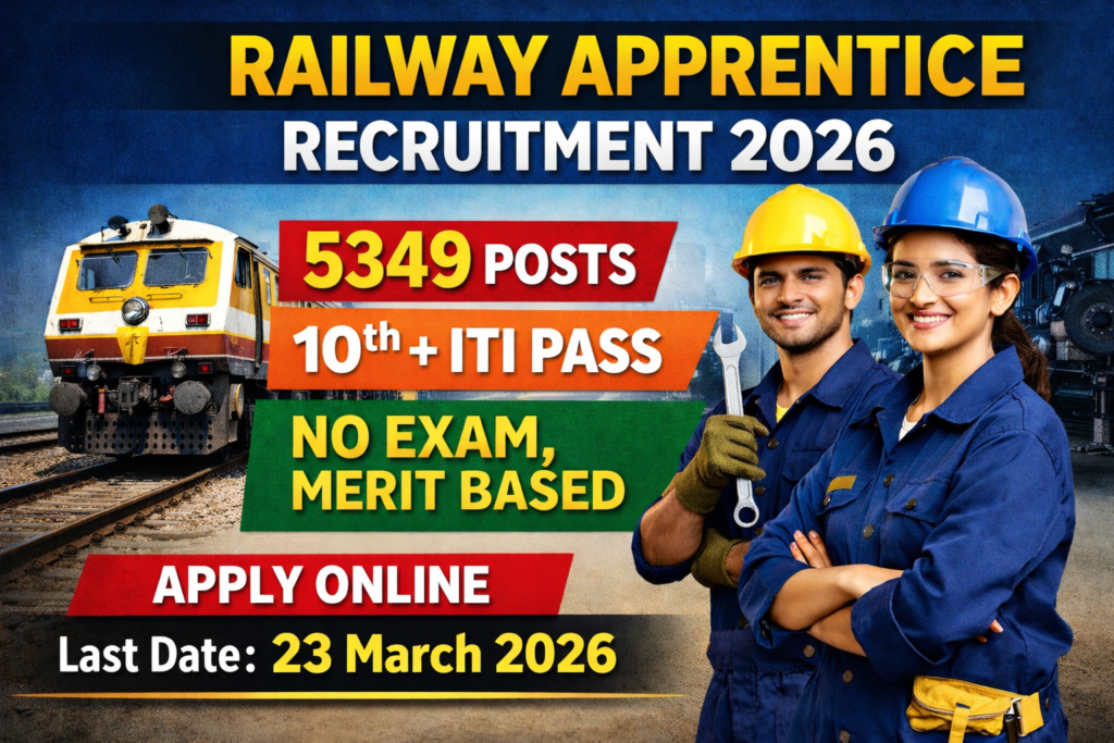 Railway Apprentice Recruitment 2026 – 5349 Posts | 10th + ITI Pass Apply Online rl