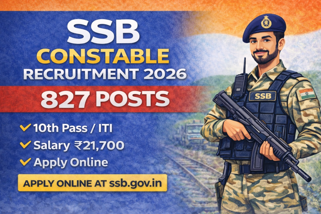 SSB Constable Tradesman & Driver Recruitment 2026 – 827 Posts | Apply Online ssn